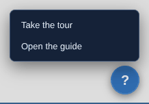 The ? button and its menu at the bottom right of a client account.
